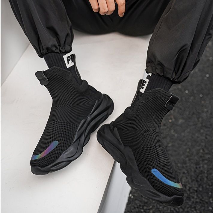 【グラフィティ】落書き風 ハイカットスニーカー グリーン | 厚底 キャンバス ストリート