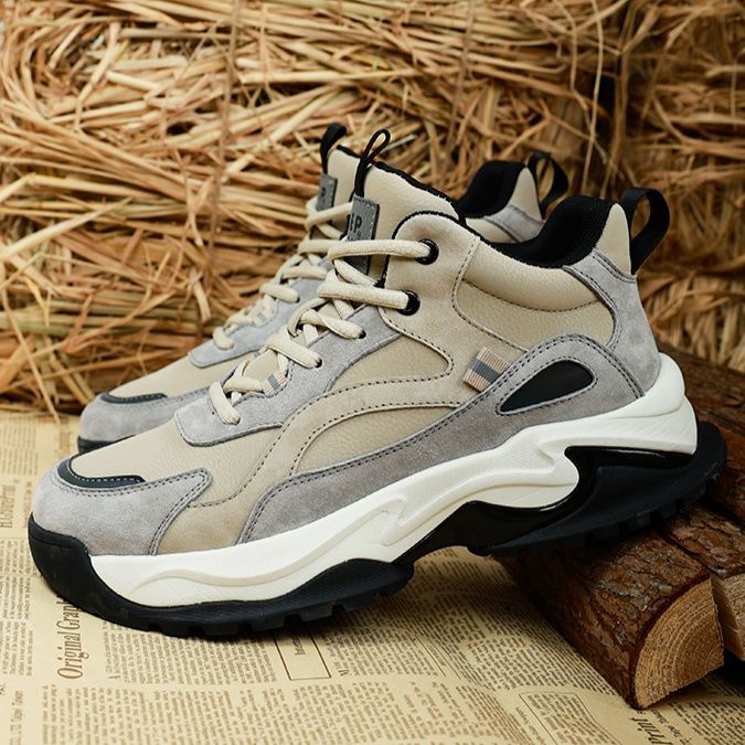 【Jeep SPIRIT】チャンキーソールスニーカー モノトーン | 異素材ミックス 厚底