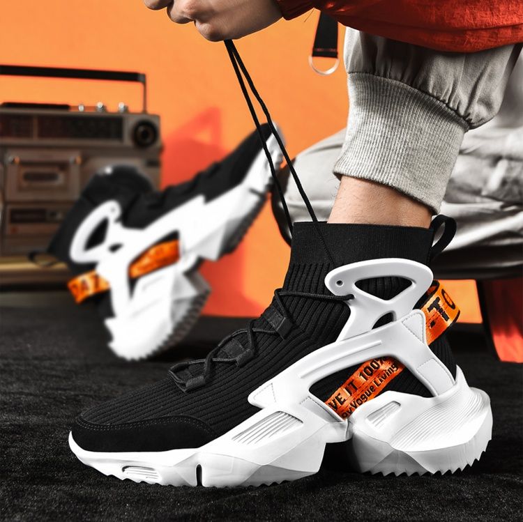 【近未来】サイバーパンク チャンキーソックススニーカー ホワイト | 超厚底 ハイテク