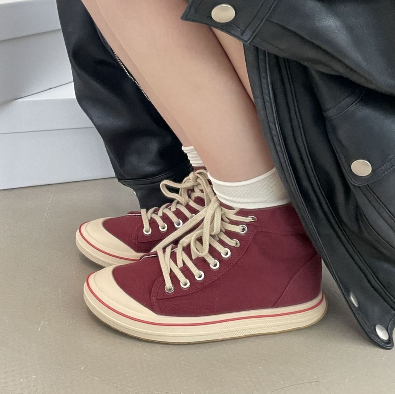 ハイカットスニーカー 定番 カジュアル シンプル スタイルアップ 帆布 デイリーユース サイドジッパー 履きやすい 歩きやすい