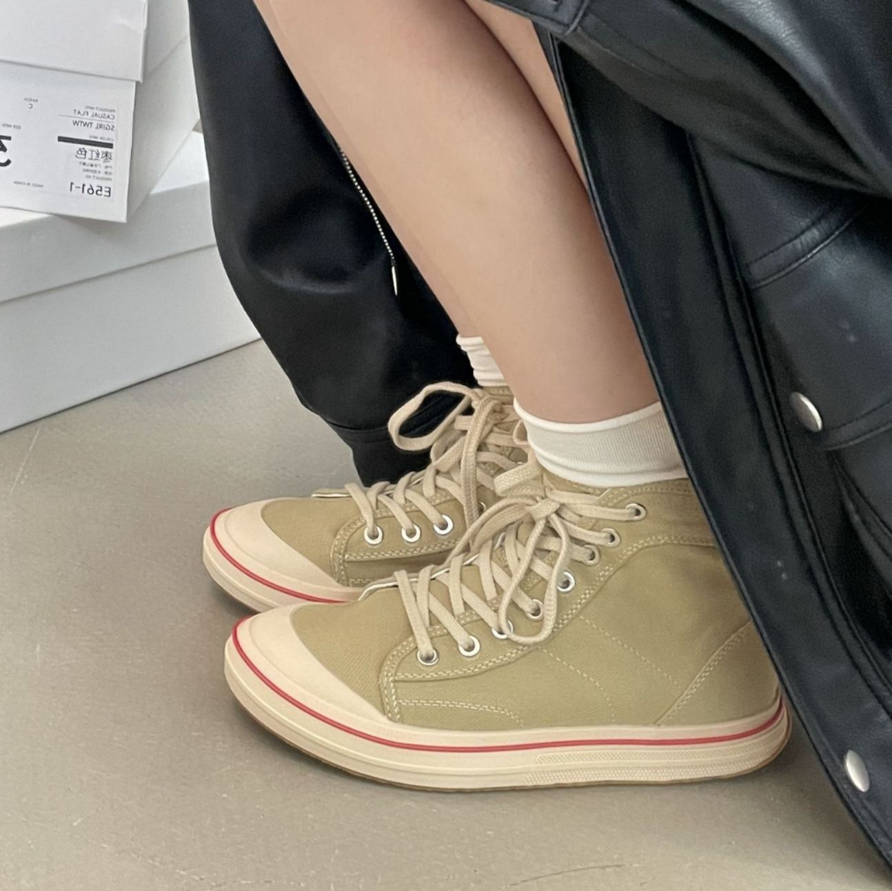 ハイカットスニーカー 定番 カジュアル シンプル スタイルアップ 帆布 デイリーユース サイドジッパー 履きやすい 歩きやすい