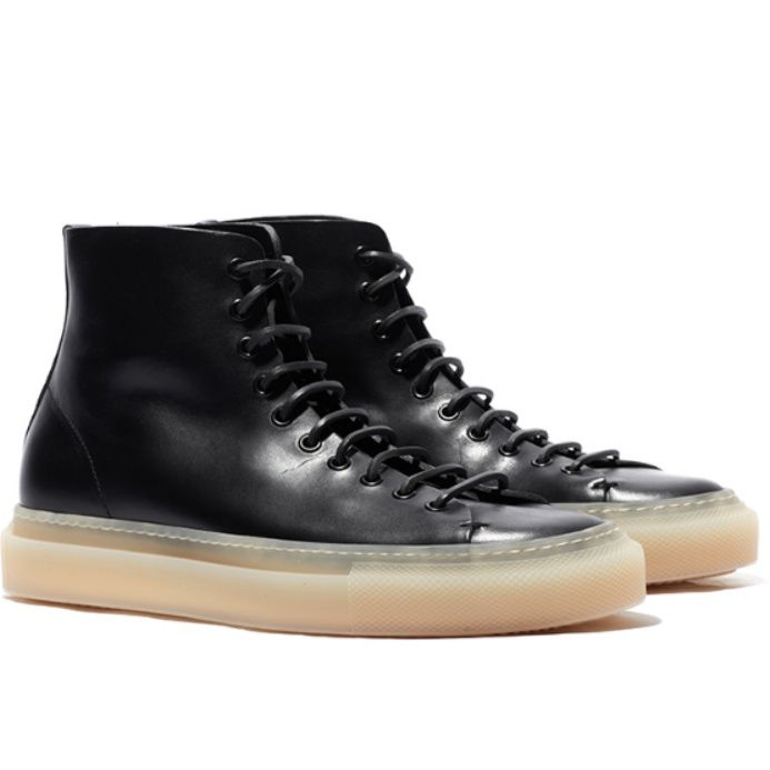 【洗練の極み】ハイカット レザーブーツ ブラック | ガムソール ミニマル・ラグジュアリー イタリアンデザイン