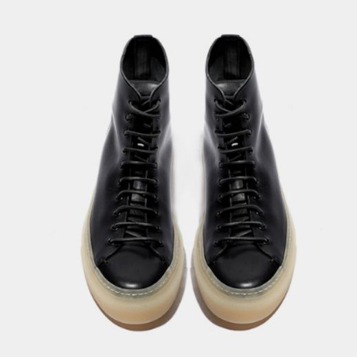 【洗練の極み】ハイカット レザーブーツ ブラック | ガムソール ミニマル・ラグジュアリー イタリアンデザイン