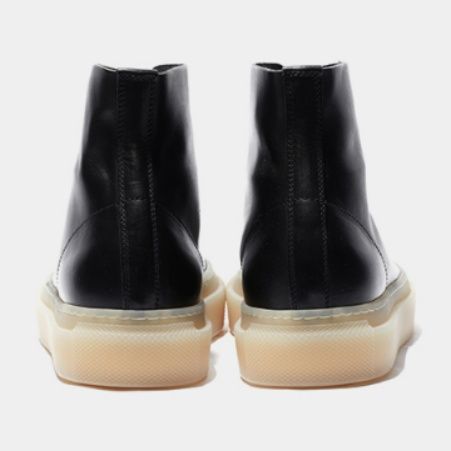 【洗練の極み】ハイカット レザーブーツ ブラック | ガムソール ミニマル・ラグジュアリー イタリアンデザイン