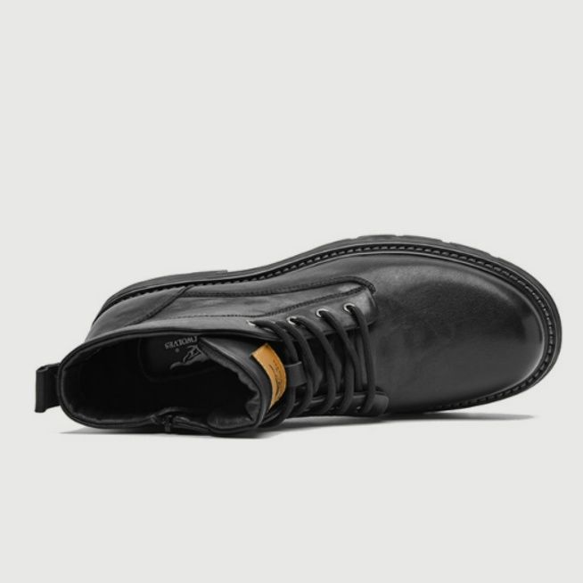 【アーバン・タクティカル】ミッドカット レザーブーツ ブラック | サイドジップ 堅牢ソール ストリートモード