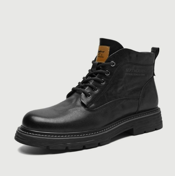 【アーバン・タクティカル】ミッドカット レザーブーツ ブラック | サイドジップ 堅牢ソール ストリートモード