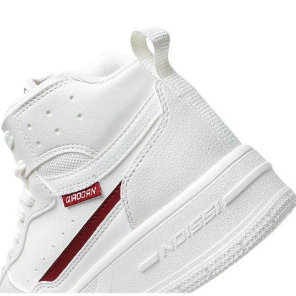 【クラシック・テック】ミッドカットスニーカー ホワイト | レッドライン アクセントソール ミニマル・スポーティー