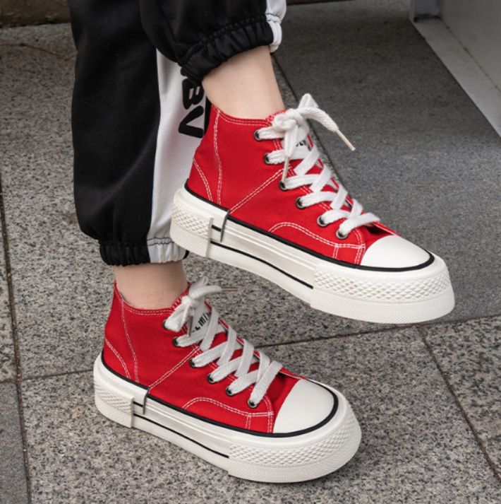 【アーバン・プラットフォーム】ハイカット キャンバススニーカー ホワイト | 厚底 チャンキーソール モード・ストリート