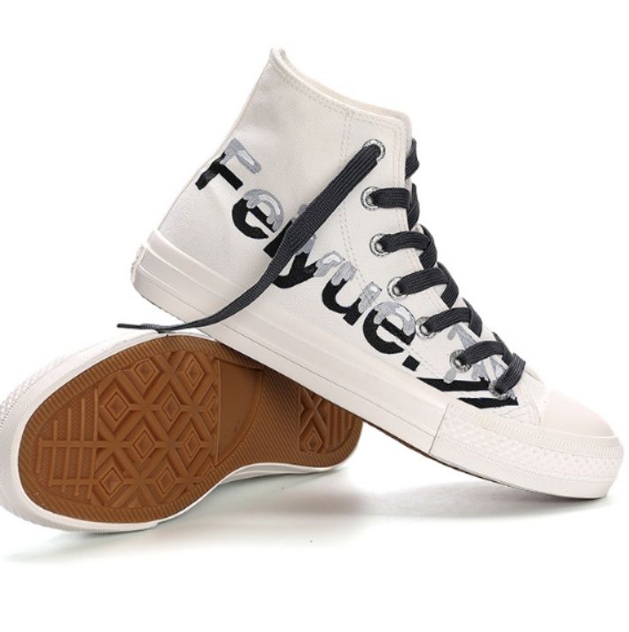 【アーティスティック・レター】ハイカット キャンバススニーカー ホワイト | パープルグラフィック メルトデザイン ポップストリート