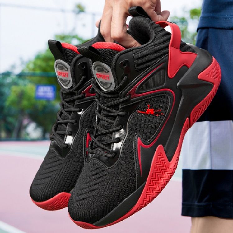 【ダイナミック・ボルト】ハイカット・バスケットシューズ ブラック×ネオンオレンジ | 3Dサイドパネル アスリートシルエット ストリート・スポーツ