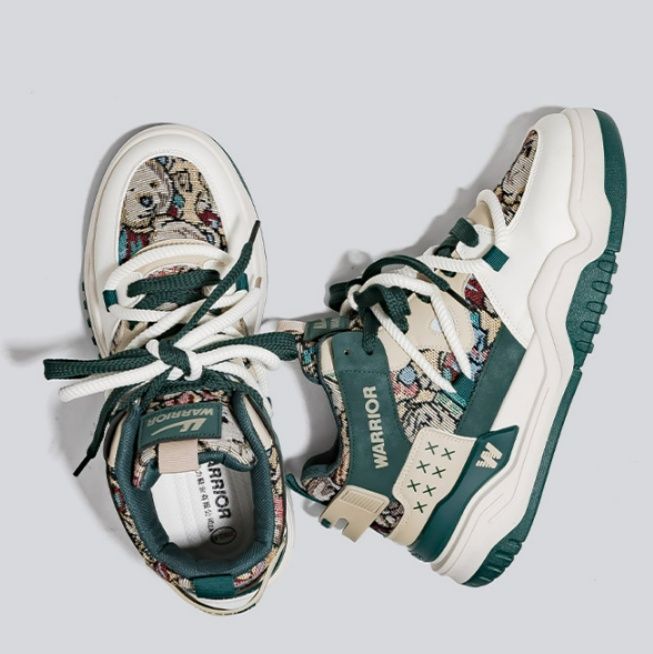 【テキスタイル・アート】厚底スニーカー ブラック×マルチカラー | ゴブラン織り風ジャガード 2タイプシューレース モード・ストリート