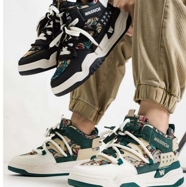 【テキスタイル・アート】厚底スニーカー ブラック×マルチカラー | ゴブラン織り風ジャガード 2タイプシューレース モード・ストリート