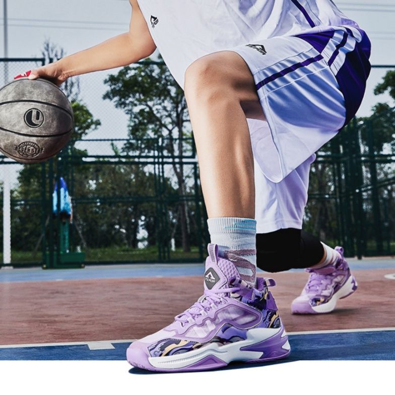 【エレクトリック・バイオレット】ローカット・バスケットシューズ パープル×マーブルグラフィック | シアーレイヤーアッパー 高反発ミッドソール ストリート・スポーツ