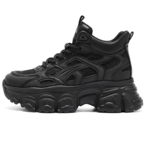 【アーバン・ボタニカル】厚底ダッドスニーカー ベージュ | レースレイヤードパネル 超軽量チャンキーソール ストリート・フェミニンミックス