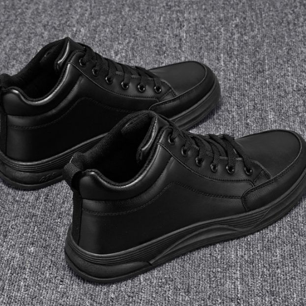 【エナジー・モード】ミッドカットスニーカー ブラッドレッド | オールレッド・ワントーン スムースレザー調 曲線ラインソール アーバン・ストリート