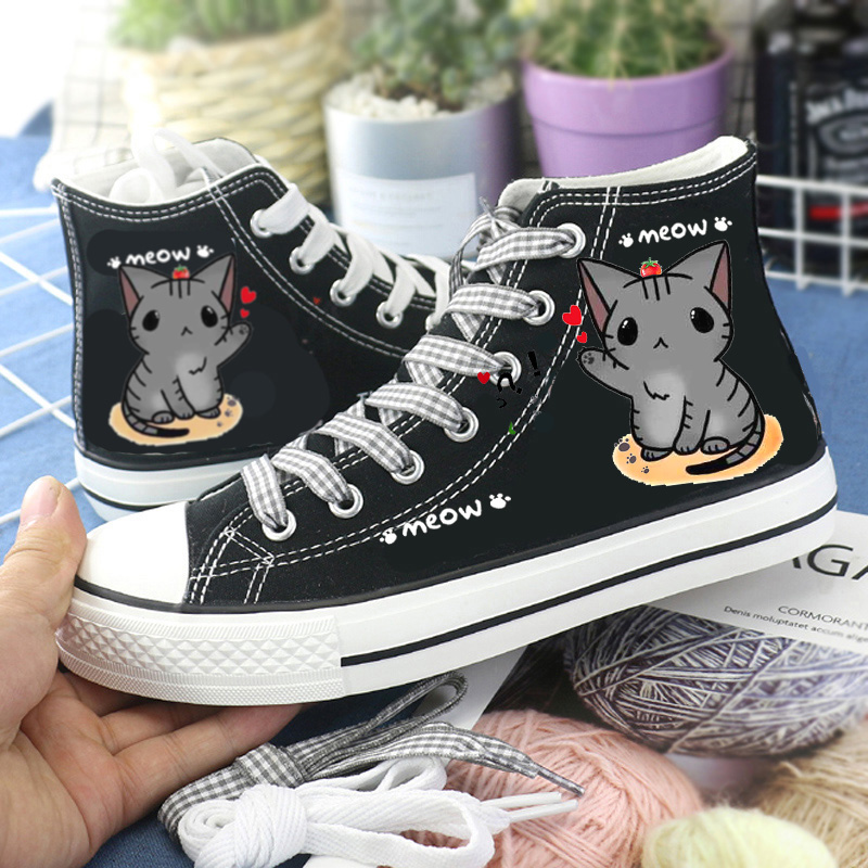 ハイカットスニーカー ねこちゃんデザインハイカット