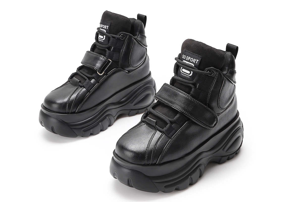 ハイカットスニーカー 厚底ベルトハイカットスニーカー