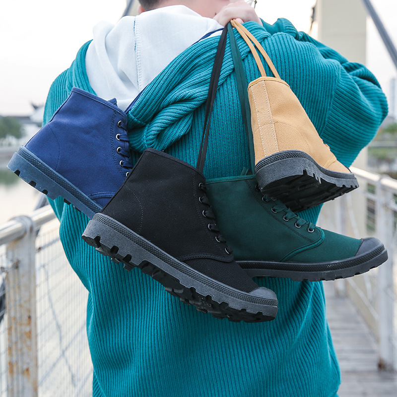 ハイカットスニーカー シンプル布地ハイカットスニーカー