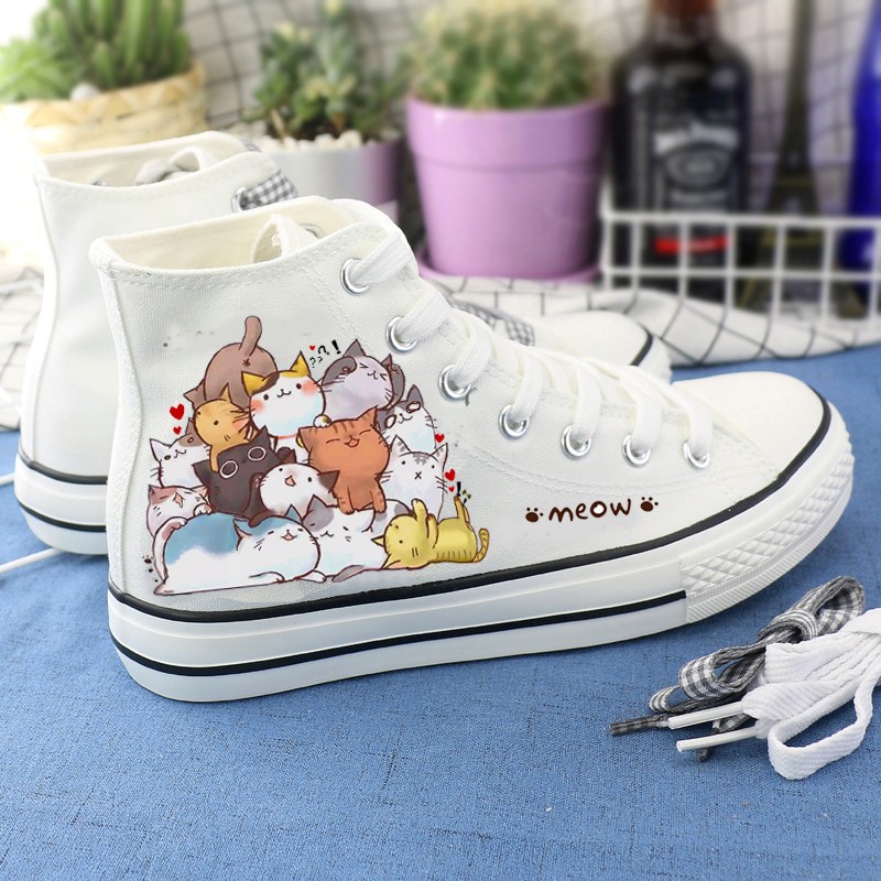 ハイカットスニーカー ねこちゃんデザインハイカット