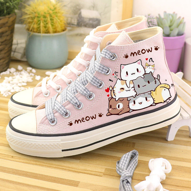 ハイカットスニーカー ねこちゃんデザインハイカット
