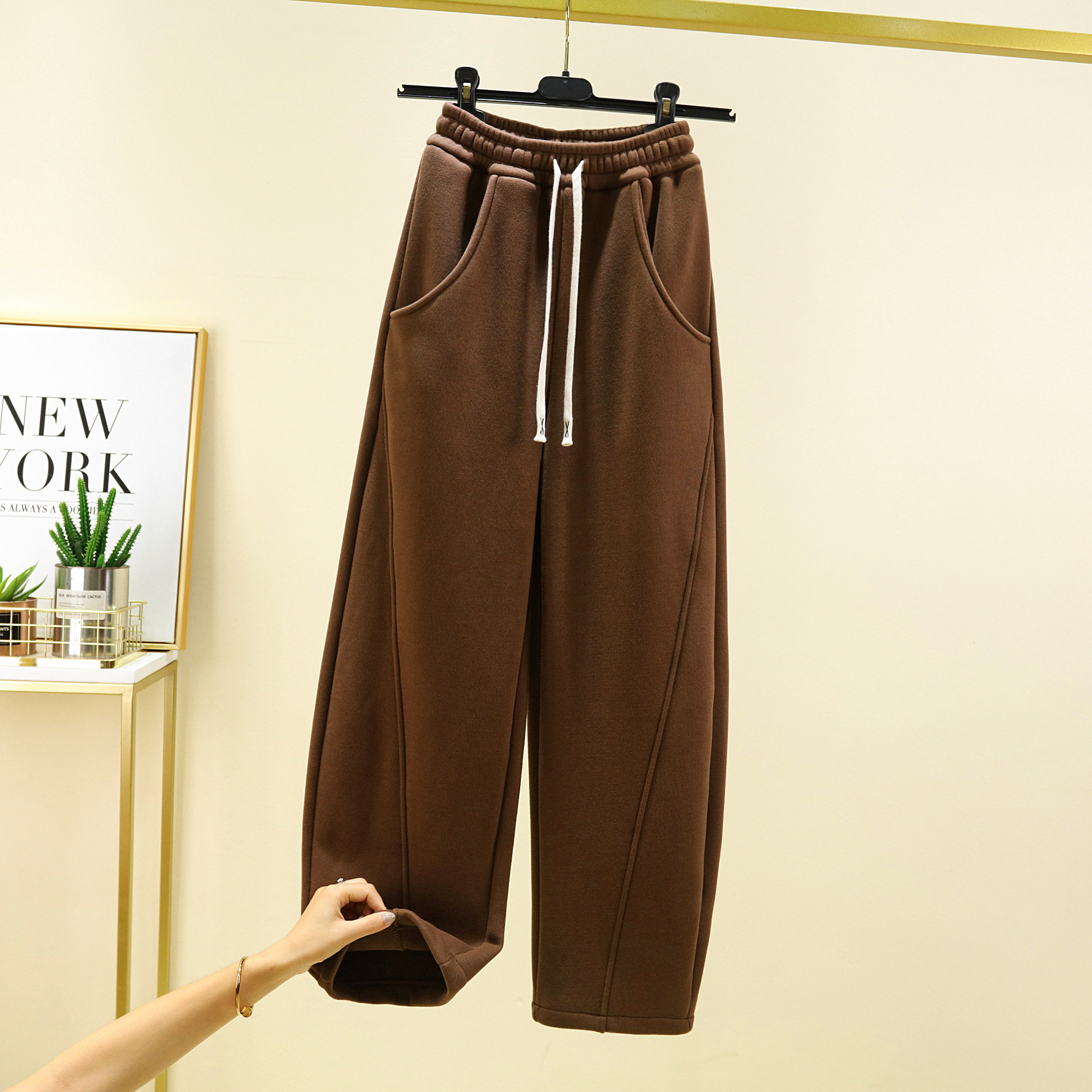 ハイウエスト パンツ シンプル美脚スラックスパンツ