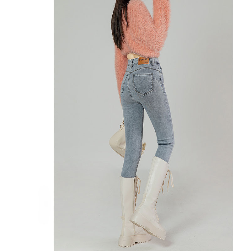 ハイウエスト パンツ すっきりシルエット ハイウエストデニム