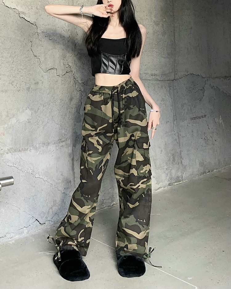 ハイウエスト パンツ ゴスカジュアル 迷彩カーゴパンツ セット