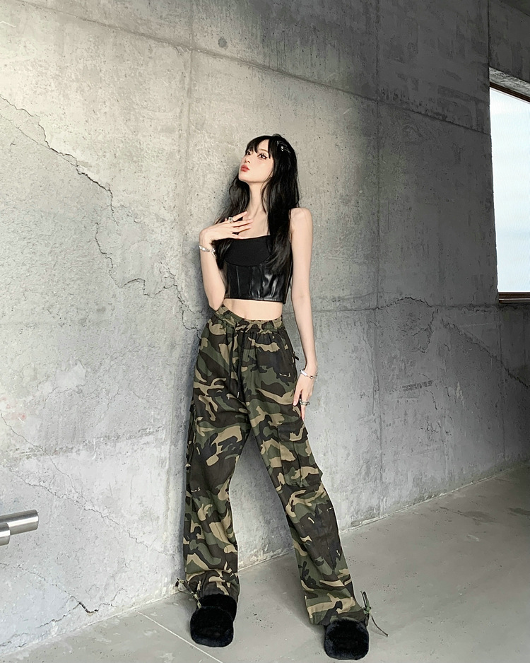 ハイウエスト パンツ ゴスカジュアル 迷彩カーゴパンツ セット