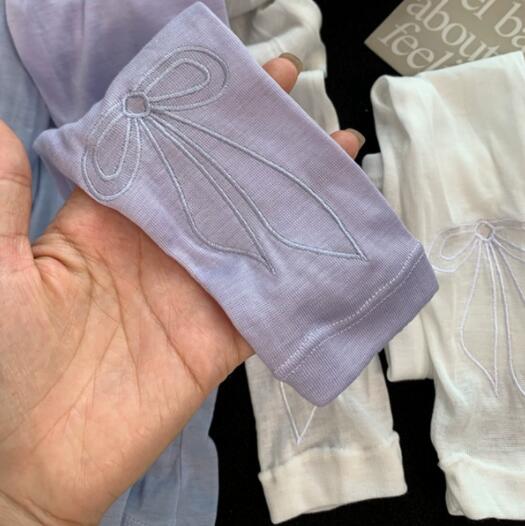 日焼け対策グッズ 紫外線対策冷感アームカバー可愛いリボン刺繍付き