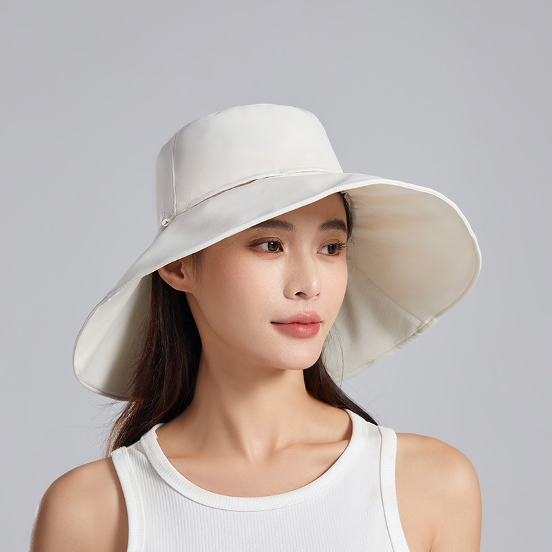 日焼け対策グッズ 紫外線防止率五十プラス首元ガード付きワイドつば帽子