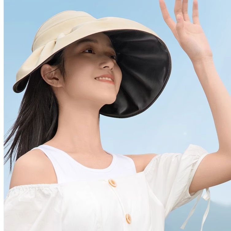 日焼け対策グッズ ひだ織りワイドバイザー 遮光帽子