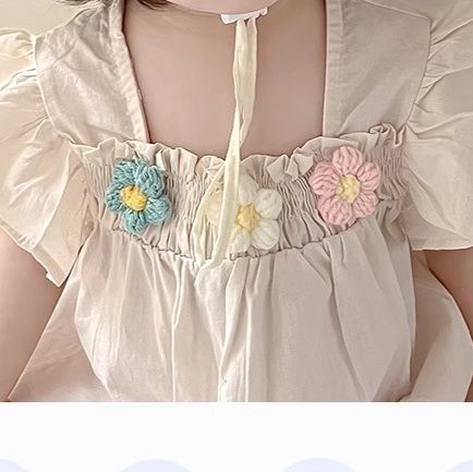 日焼け対策グッズ お花飾り付き透かし編み幼児用帽子