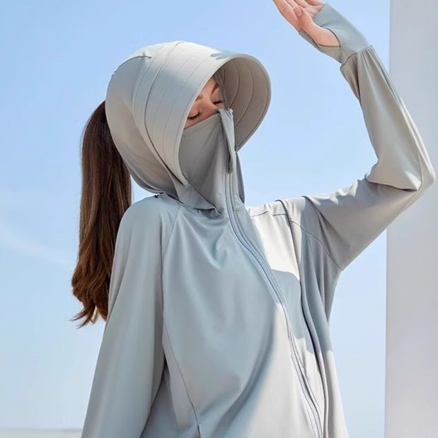 日焼け対策グッズ 全身完全防護紫外線対策フード付きジップアップウェア