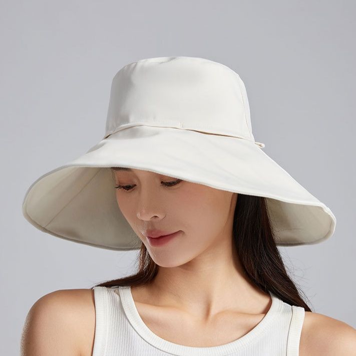 日焼け対策グッズ 紫外線防止率五十プラス首元ガード付きワイドつば帽子