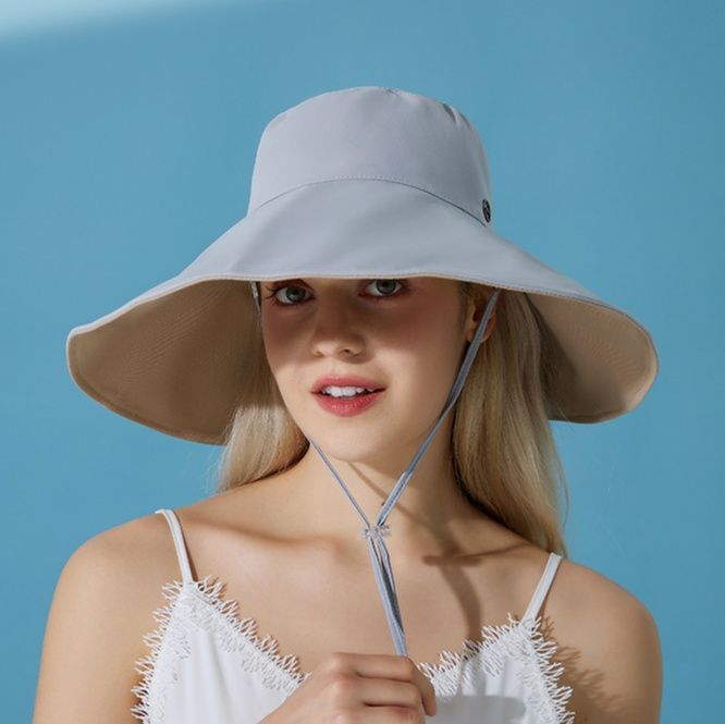 日焼け対策グッズ 紫外線防止つば広リバーシブルサファリハット