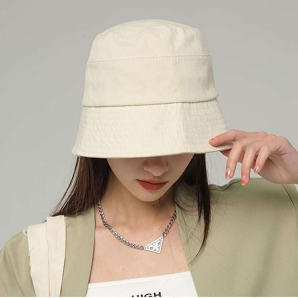 日焼け対策グッズ 深めのつばで小顔効果も叶う綿混素材のバケットハット帽子