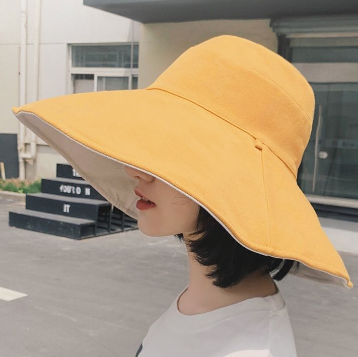 日焼け対策グッズ 両面使える広つば日よけ帽子