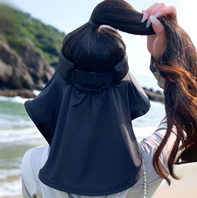 日焼け対策グッズ 顔全体を守る大型つば付きサンバイザー帽子