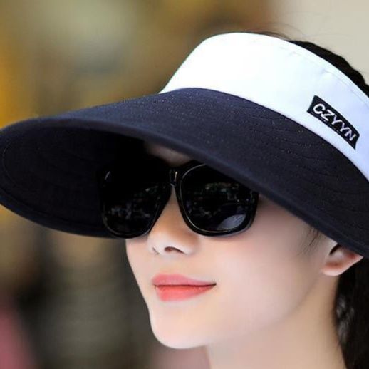 日焼け対策グッズ 頭頂開き付きワイドつば紫外線防止サンバイザー帽子