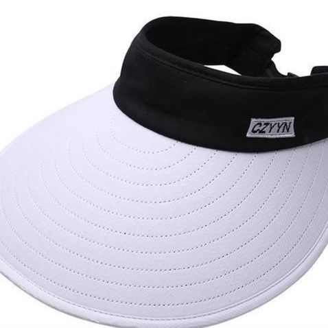 日焼け対策グッズ 頭頂開き付きワイドつば紫外線防止サンバイザー帽子