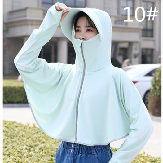 日焼け対策グッズ 紫外線防止パーカー 顔と手の甲まで完全保護