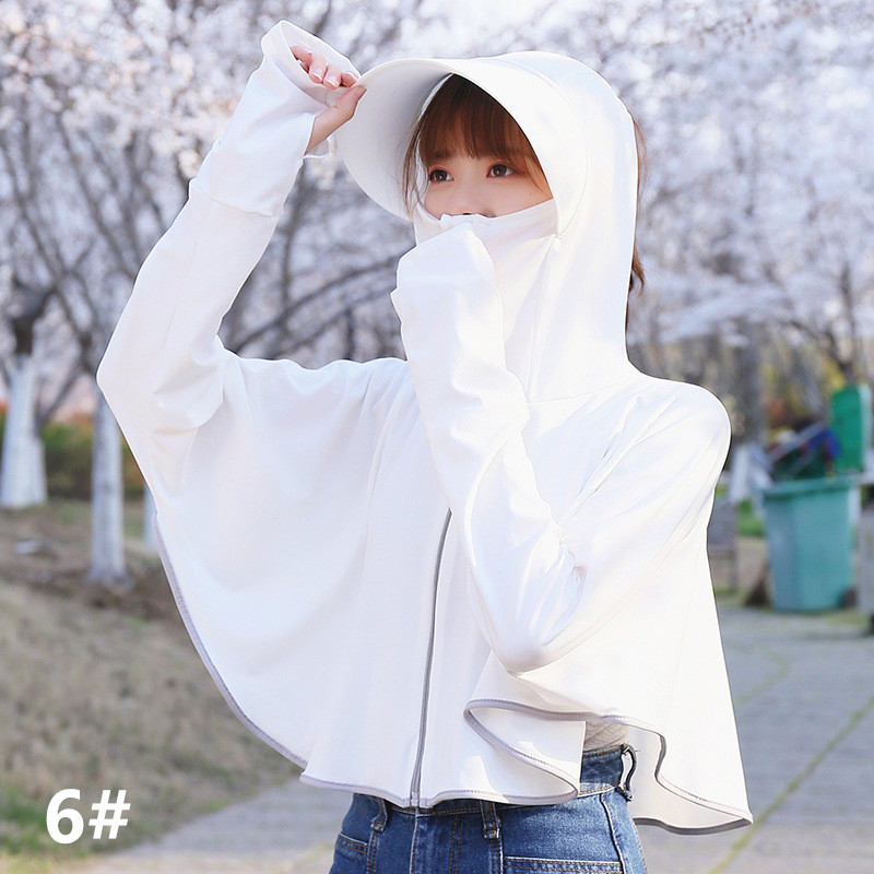 日焼け対策グッズ 紫外線防止パーカー 顔と手の甲まで完全保護