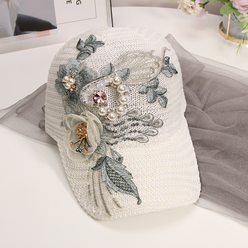 日焼け対策グッズ 優美刺繍キャップ 上品日よけ帽子
