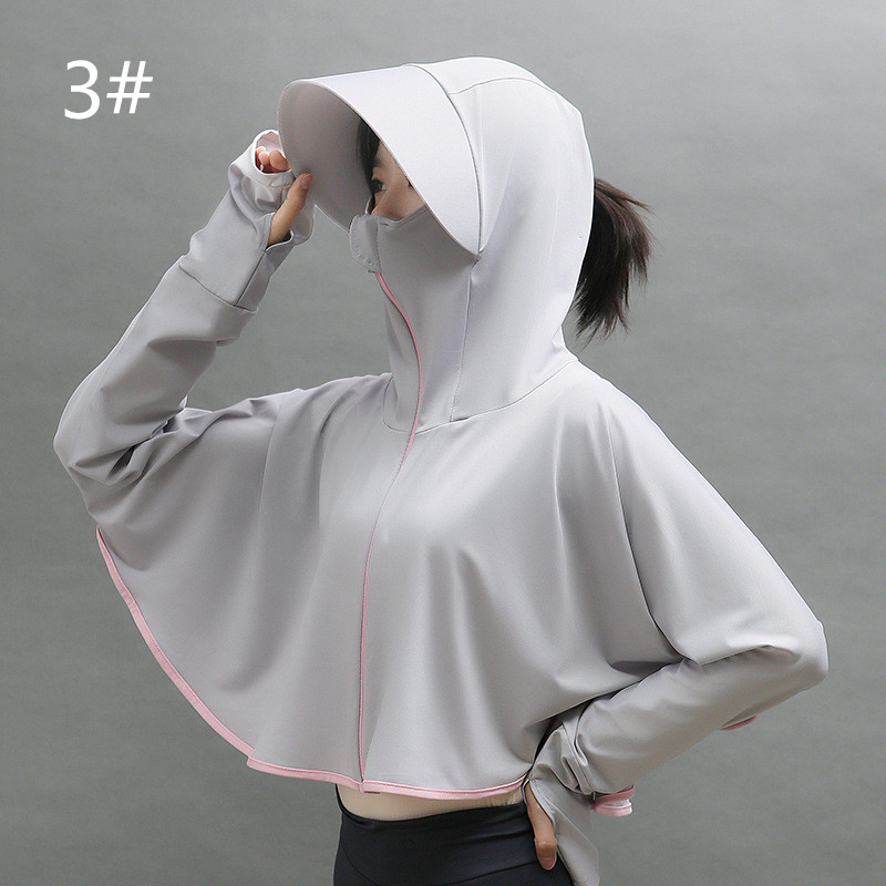 日焼け対策グッズ フェイスガード付きパーカー 紫外線防止速乾羽織り