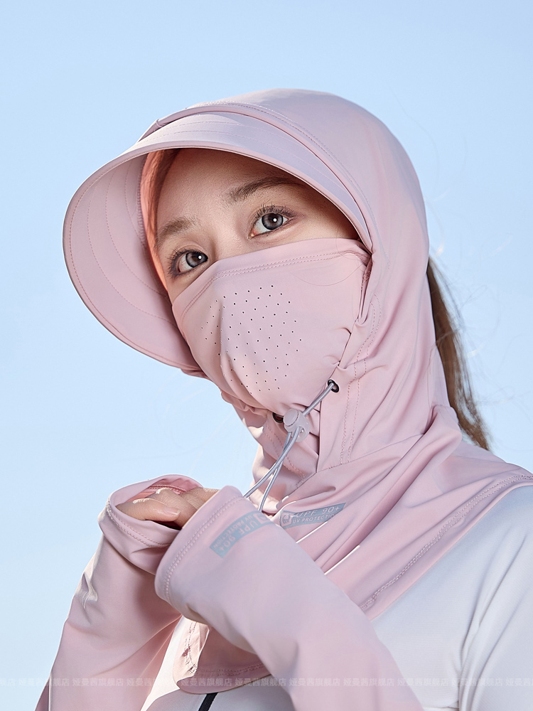 日焼け対策グッズ 全方位フェイスガード付き日除け帽
