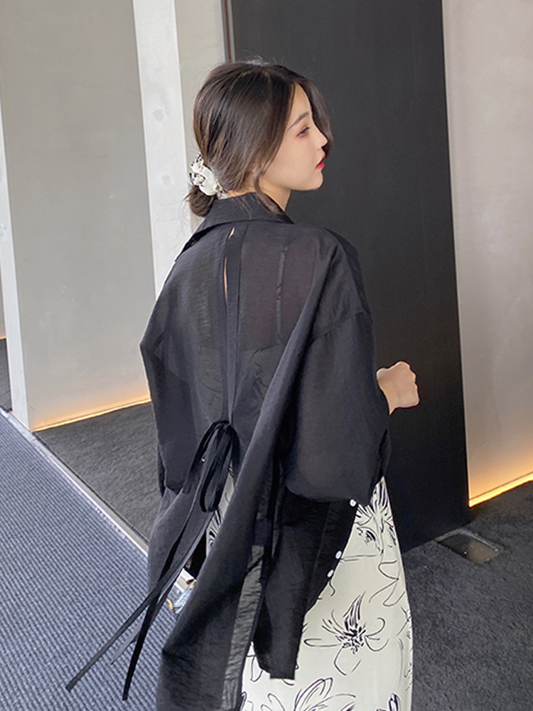 日焼け対策グッズ 薄手長袖シャツ 体型カバー ブラウス レディース