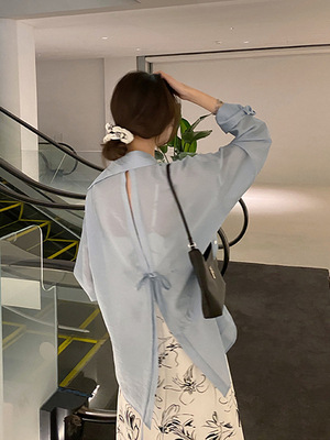 日焼け対策グッズ 薄手長袖シャツ 体型カバー ブラウス レディース