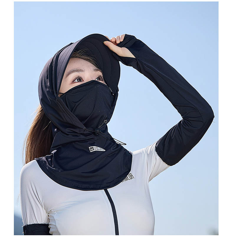 日焼け対策グッズ 全方位フェイスガード付き日除け帽