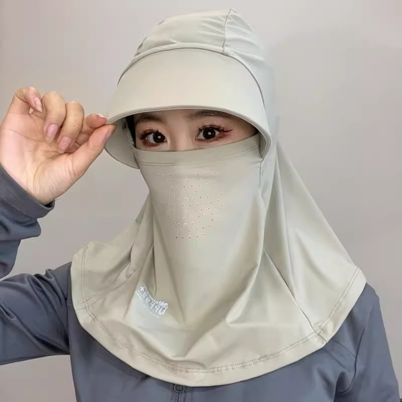日焼け対策グッズ 全方位フェイスガード帽子