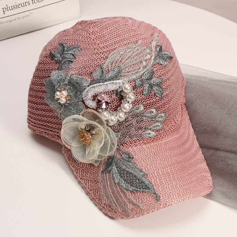 日焼け対策グッズ 優美刺繍キャップ 上品日よけ帽子